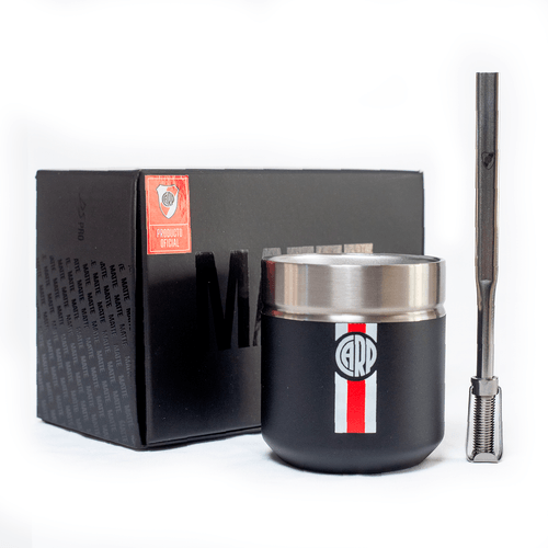 Mate DS PRO River Plate Escudo Vertical Blanco-Rojo + Bombilla