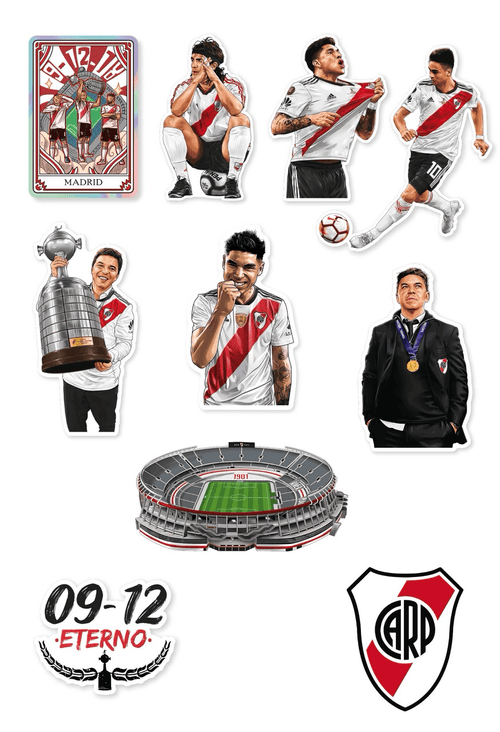 Pack 10 Stickers Individuales River Plate Oficial